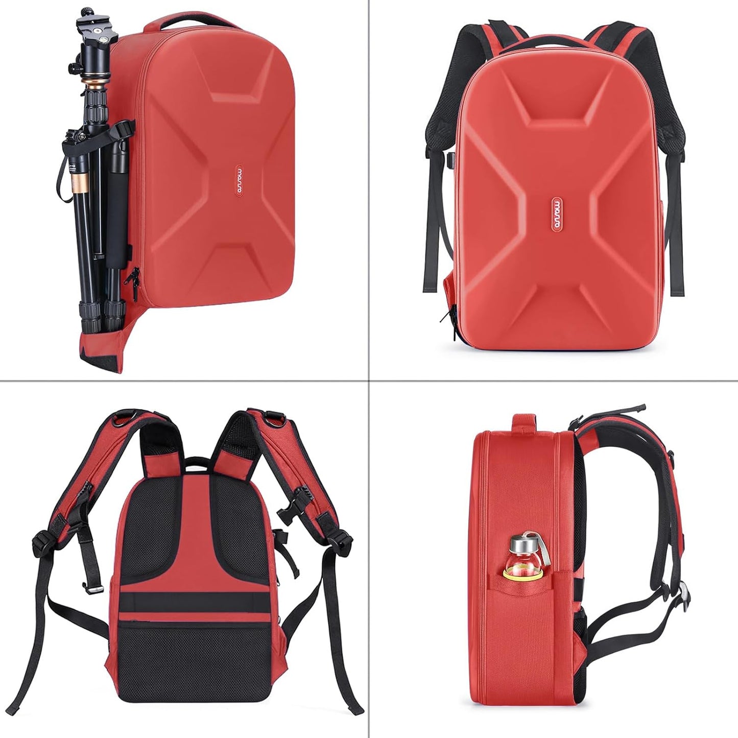 MOSISO Camera Backpack, DSLR/SLR/Mirrorless Photography Camera Bag 15-16 inch Waterproof Hardshell Case with Tripod Holder&Laptop Compartment Compatible with Canon/Nikon/Sony, Red