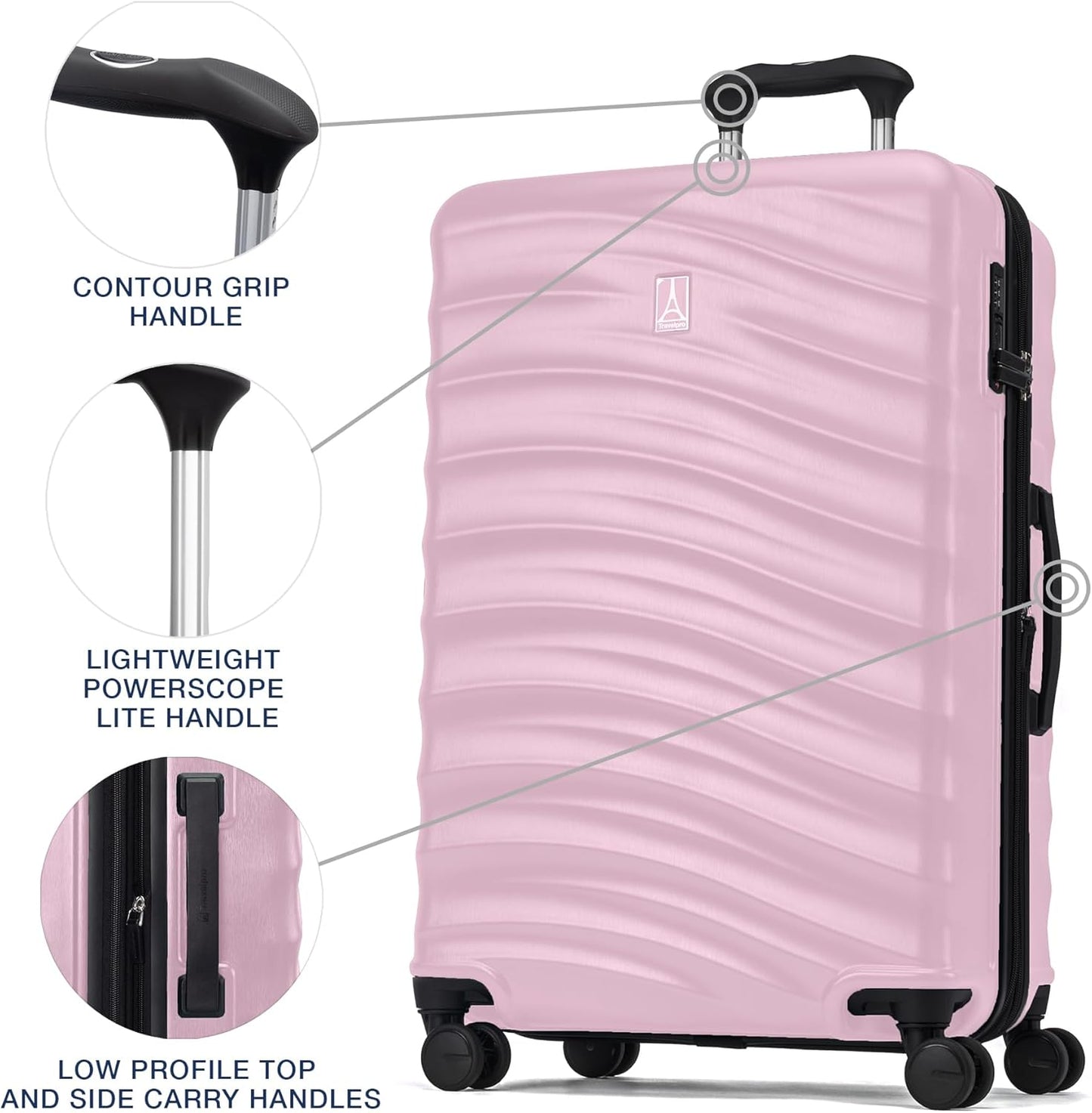 Travelpro Maxlite Air V2 Hardside Expandable Checked Luggage, 8 Spinner Wheels, Lightweight Hard Shell Suitcase, TSA lock, Pink, Checked Medium 25-Inch