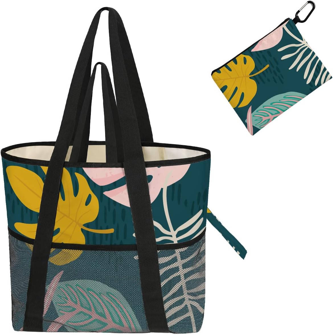 8-Pocket Waterproof Tote for Women -Sandproof Beach Bag with Zipper& Family | Foldable Travel Swim Bag (Gift-Ready)