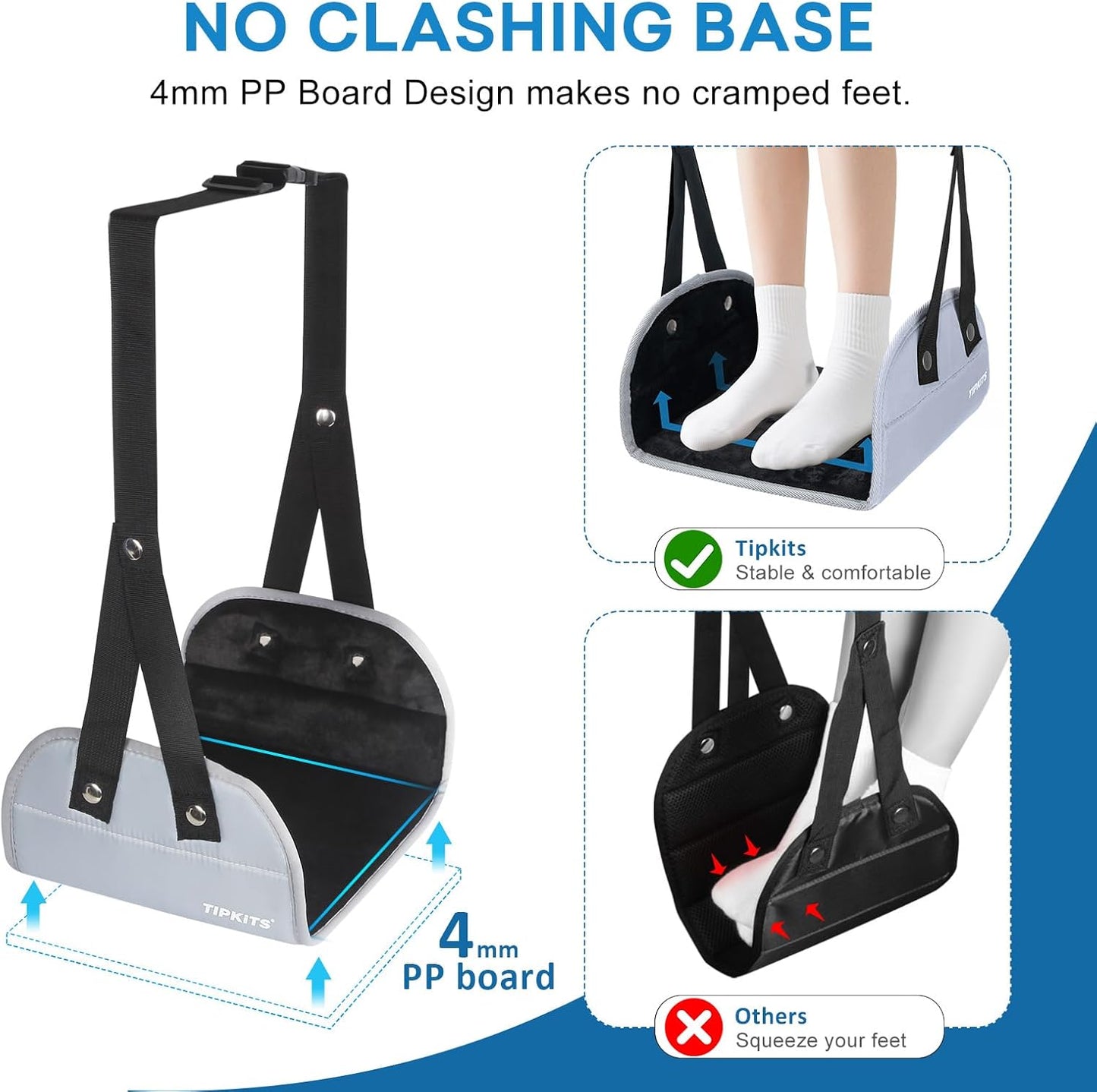 2 Pack Airplane Footrest with Comfortable No Clashing Base, Portable Foot Rest Made with Premium Memory Foam, Airplane Travel Accessories to Reduce Swelling and Soreness, Gifts for Travelers