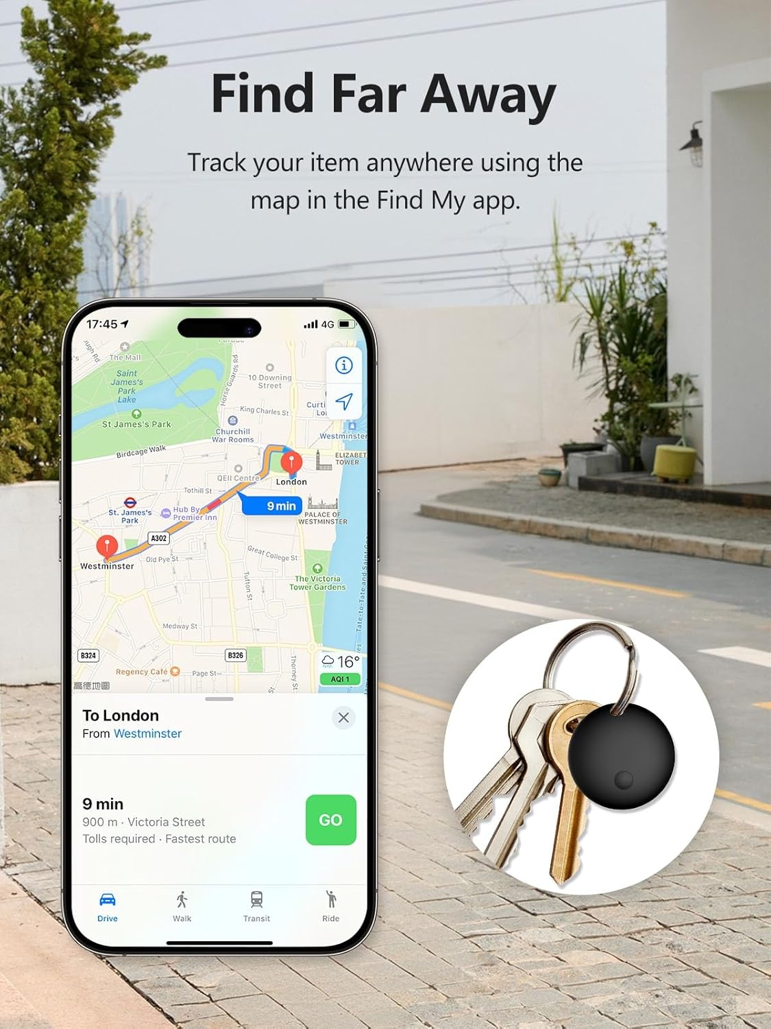 Tracker Tags, Item Finder Work with Apple Find My (iOS Only), Tracking Device Locator Smart Tag for Luggage, Keys, Wallet, Bike, Pets, Bags (Black, 4 Pack)