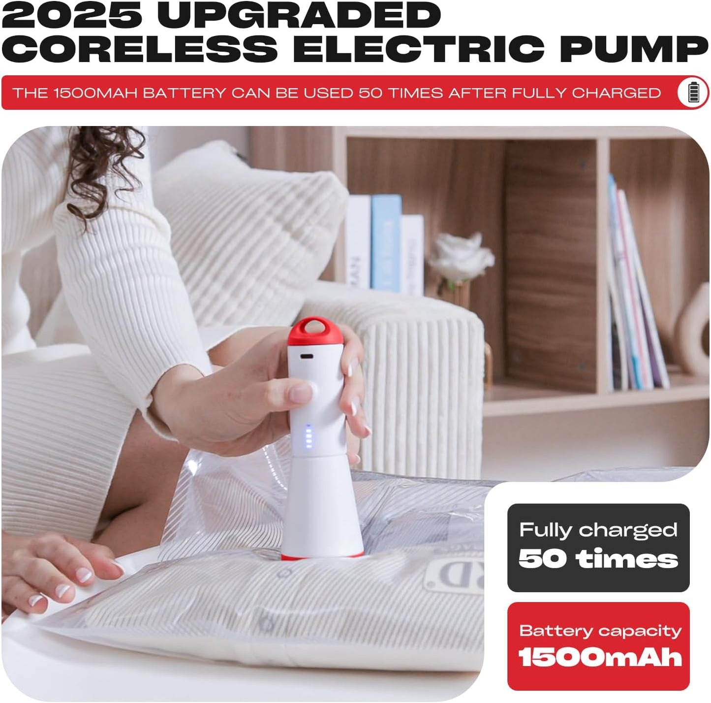 Travel Vacuum Storage Bags with Rechargeable USB Pump, 12 Pack Carry-On Size Compression Packing Bags for Luggage and Suitcase, Space Saver for Clothes and Clothing Travel