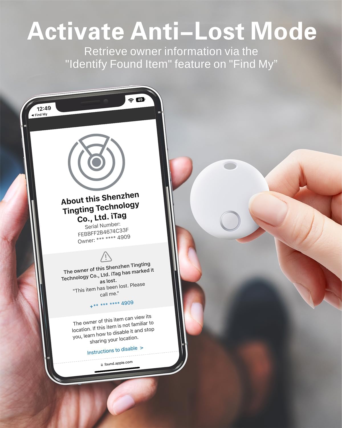Reyke Smart Tag, Bluetooth Luggage Tracker, Works with Apple Find My (iOS Only), Item Locator for Key, Luggage, Backpack, Wallet, IP67 Waterproof, 4 Pack White
