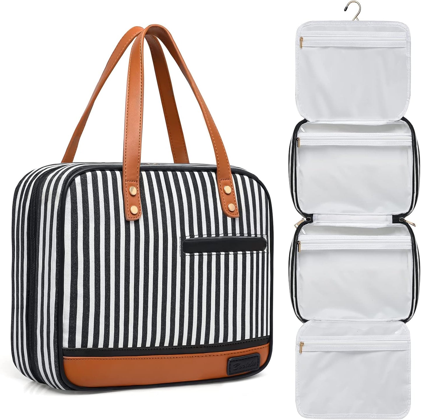 Hanging Travel Toiletry Bag,Large Capacity Cosmetic Travel Toiletry Organizer for Women with 4 Compartments & 1 Sturdy Hook,Perfect for Travel/Daily Use/Christmas