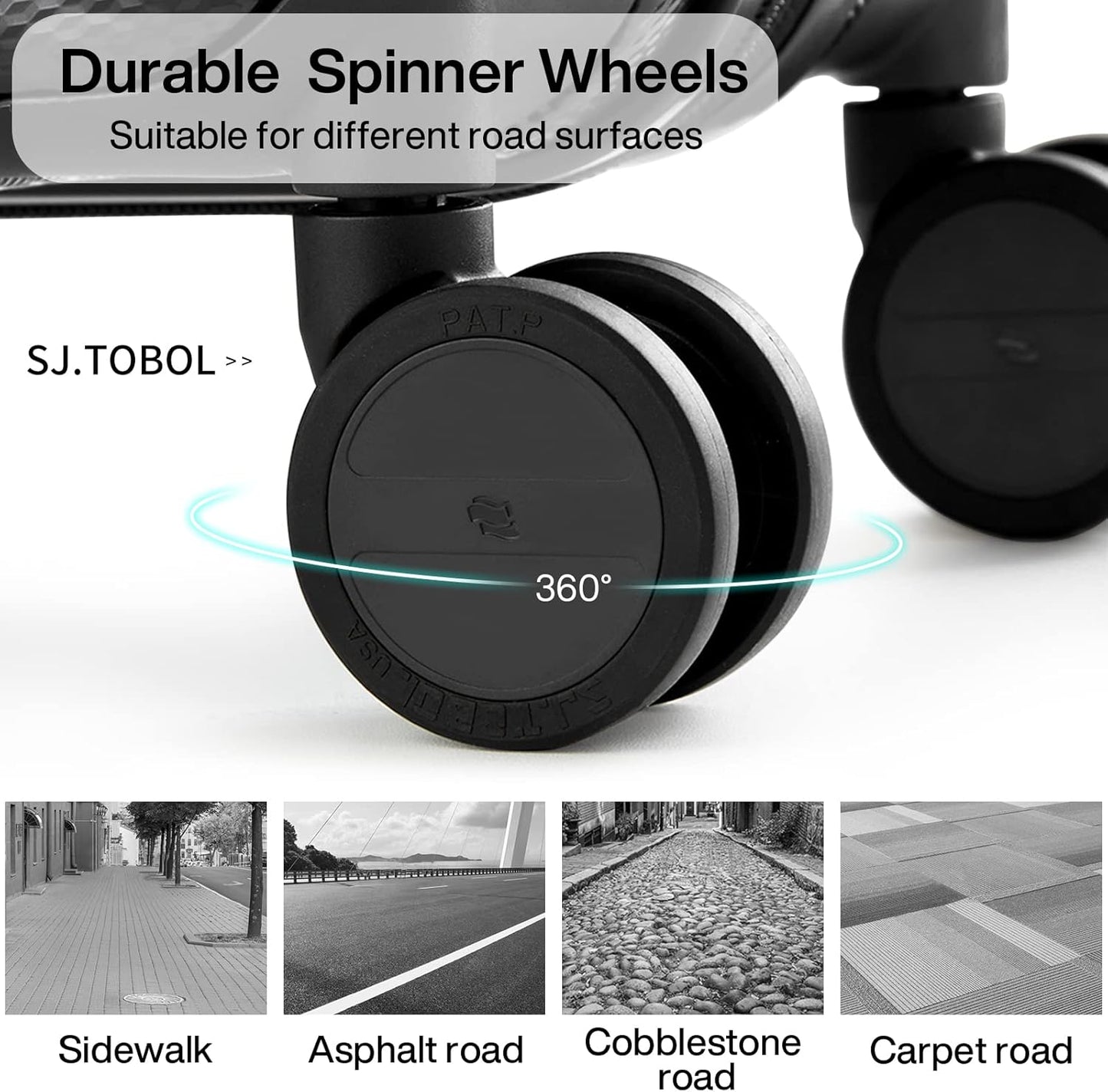 Hanke 24 Inch Luggage Suitcases With Spinner Wheels Lightweight PC Hard Shell Rolling Suitcase With Travel Lock,Checked-Medium 24-Inch(Jet Black)