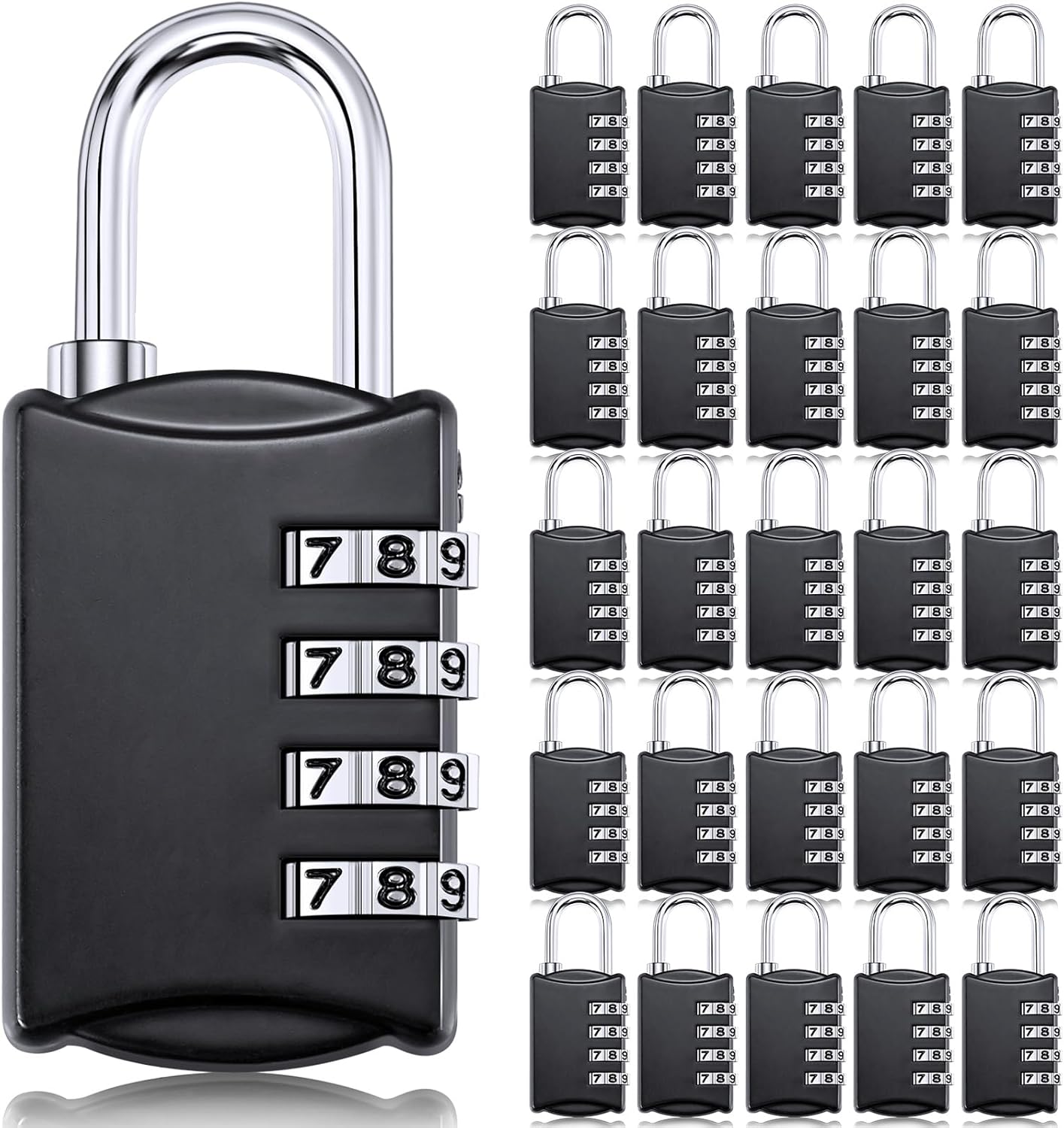 25 Pcs 4 Digit Combination Locks Combination Padlock Luggage Number Locks Outdoor Waterproof Resettable Padlock for Door Traveling School Gym Locker Suitcases Employee Hasp Storage