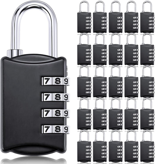 25 Pcs 4 Digit Combination Locks Combination Padlock Luggage Number Locks Outdoor Waterproof Resettable Padlock for Door Traveling School Gym Locker Suitcases Employee Hasp Storage