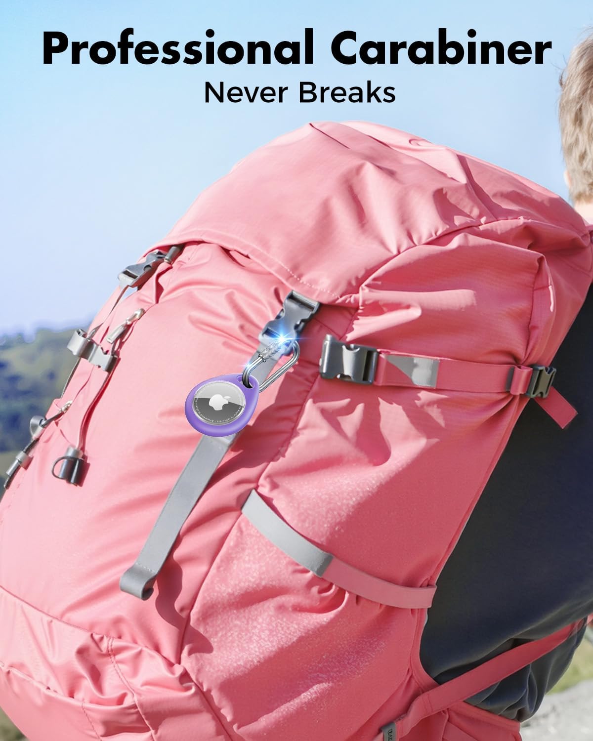 UNBREAKcable AirTag Holder for Apple - 4 Pack Air Tag Case [Professional Carabiner] [Waterproof] [Shockproof] TPU AirTag Keychain for Kids, Pets, Keys, Luggage, Backpacks