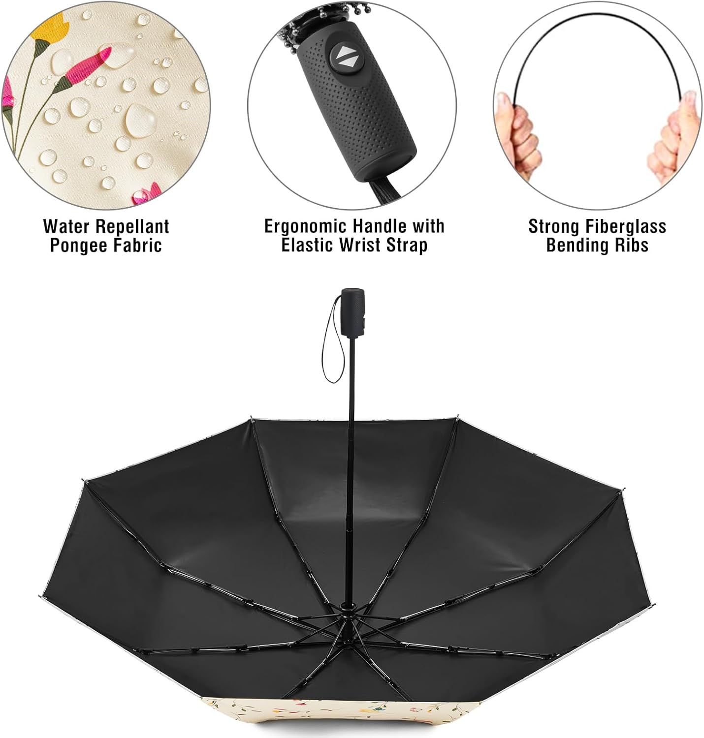 G4Free UPF 50+ UV Protection Large Travel Umbrella 42/46 Inch Auto Open Close Windproof Sun Blocking Umbrella