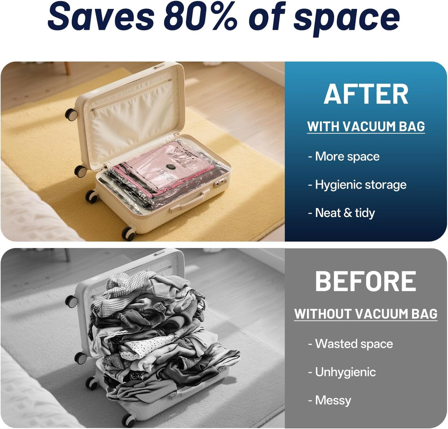 Travel Vacuum Bags for Luggage with Portable Electric Pump,Vacuum Seal Bags for Clothing,Packing Cubes Compression,Cruise Ship and Travel Essentials(Combo 9 Pack)