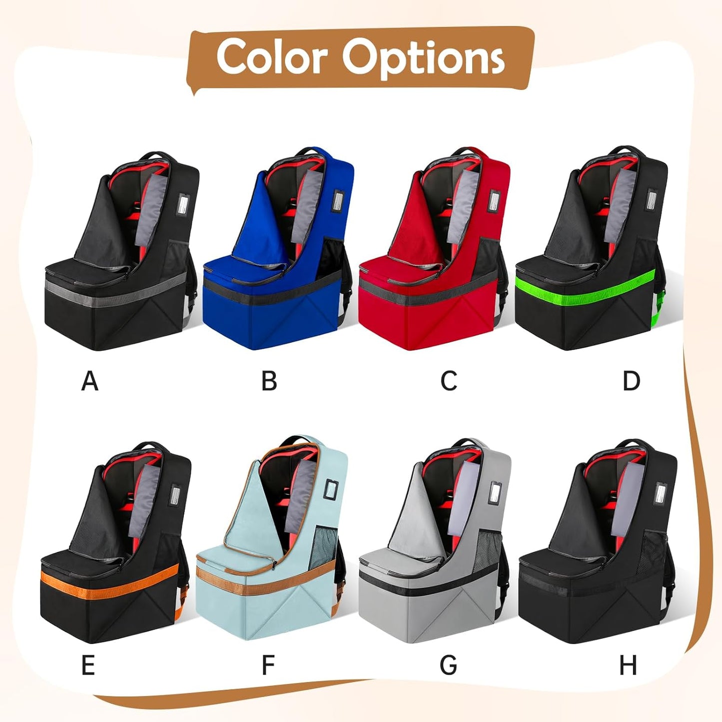 YOREPEK Padded Car Seat Backpack for Air Travel, Baby Travel Essentials for Flying, Car Seat Protector Bag for Baby Travel, Car Seat Bag for Airplane Travel (All Black)