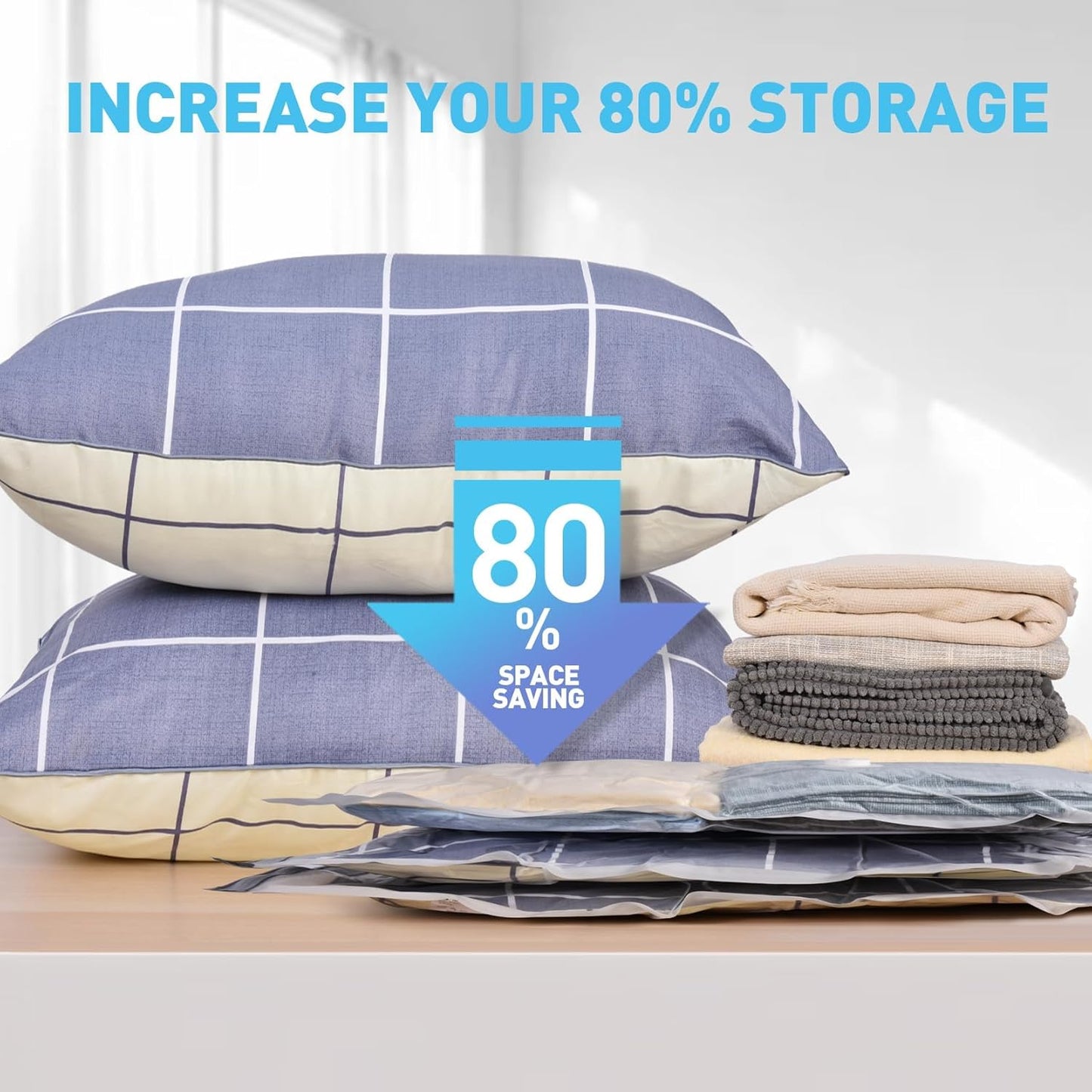 25 Pack Vacuum Storage Bags, Vacuum Sealed Storage Bags (3Jumbo/4Large/6Medium/6Small/6Roll), Space Saver Bag for Clothes, Blanket, Duvets, Pillows, Bedding,Comforters, Travel (Air Pump Not Included)