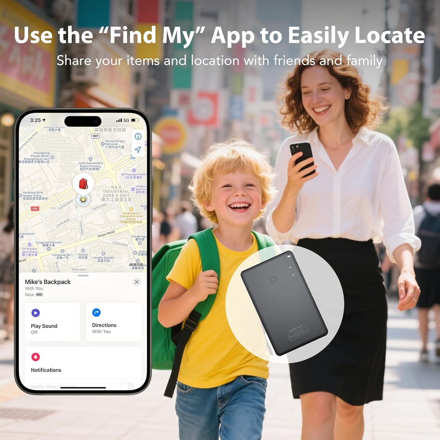 CASCHO Smartcard - Wallet Tracker Card, Compatible with Apple Find My App, Waterproof and Splash-Proof, Keys Finder and Item Locator for Passport, Bags, Laptop, Black 2 Pack