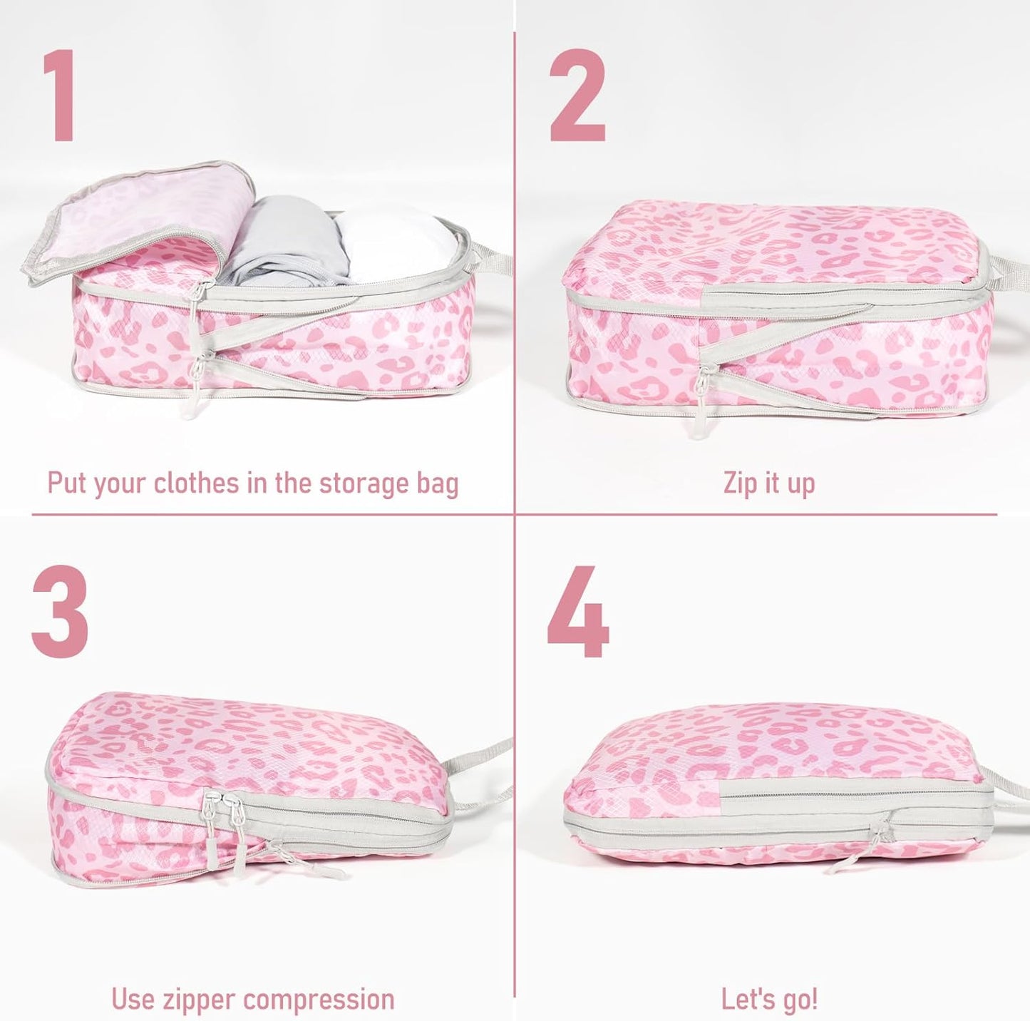 4-Piece Packing Cube Set - Lightweight Luggage Organizers for Travel, Vacation and Suitcases - Durable Accessories with Compression