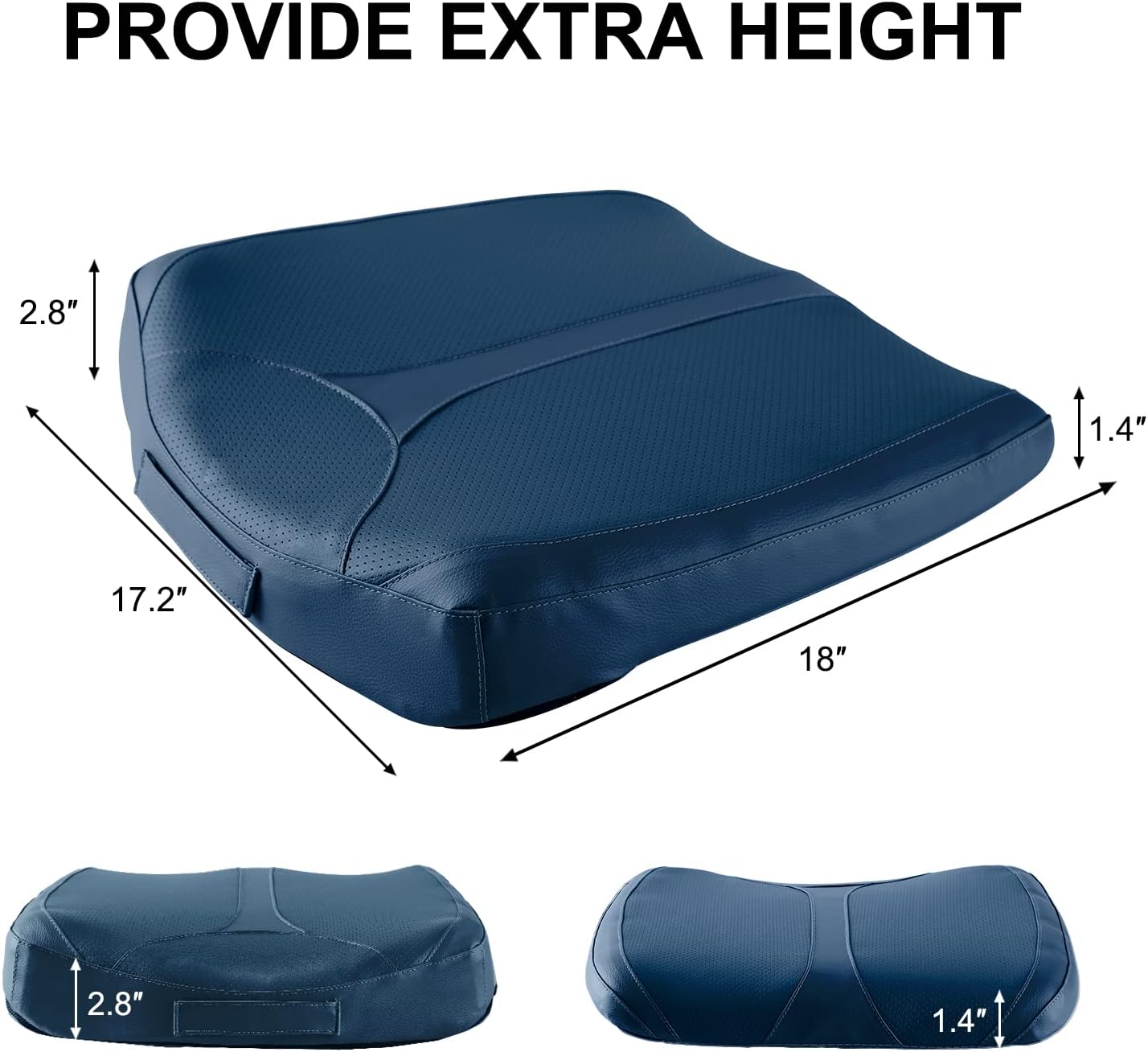 Leather Car Memory Foam Heightening Seat Cushion for Short People Driving,Hip(Coccyx/Tailbone) and Lower Back Pain Relief Butt Pillows,for Truck,SUV,Office Chair,Wheelchair,etc. (Blue