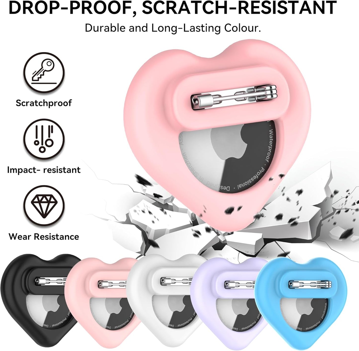 DDJ for AirTag Kids Hidden Case, 4 Pack for Apple Air Tag Tracker Holder for Kids with Invisible Pin, Anti Lost, for Children, Elderly, Shoes, Luggage, Pets Collar (Black Blue Pink Purple)