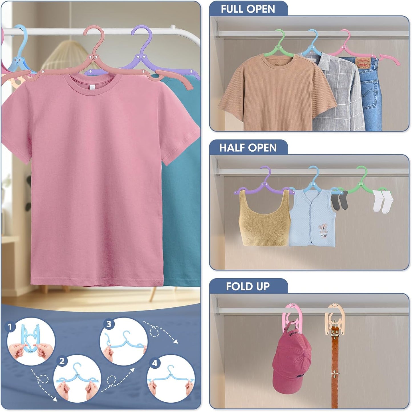 36 Pcs Travel Hangers Portable Foldable Travel Hanger Organizer, Plastic Cruise Ship Essentials Clothes Folding Hangers for Camping Flying RV Europe Vacation Essentials Suitcase, Vivid Black