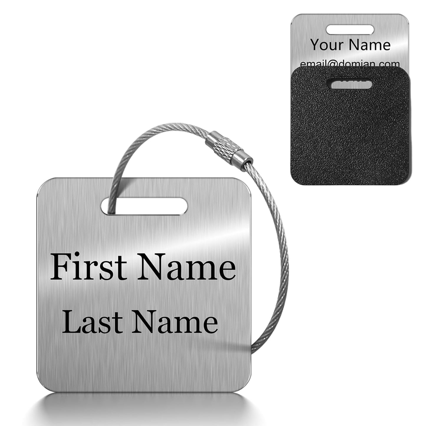 Stainless Steel Personalized Luggage Tags for Suitcases - Custom Name ID Travel Tags for Luggage, Backpacks and Bags - Metal Travel Essentials Accessories for Kids, Women and Men - Bulk Set (4 Pack)