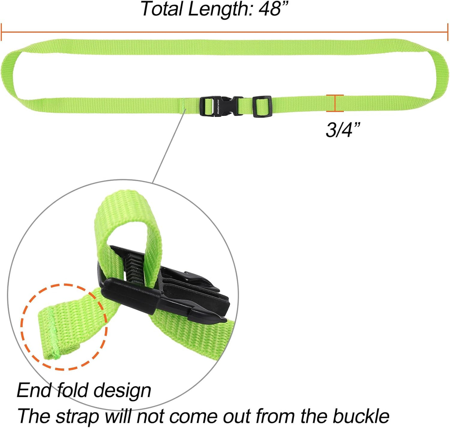 Buckle Straps with Clips, Adjustable Nylon Straps with Buckle, Packing Strap, Green 4 Pack (4‘x0.75“)