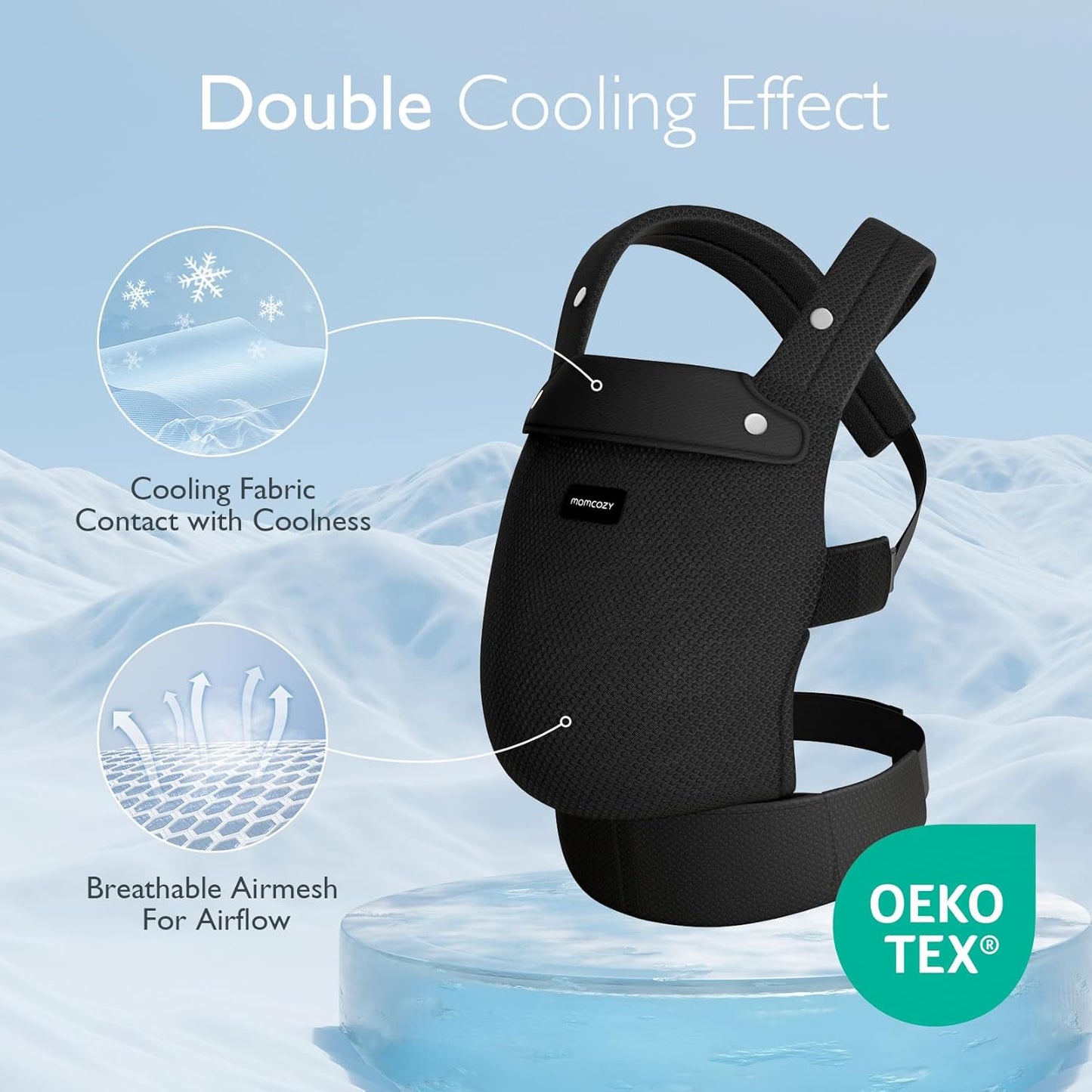 Momcozy Breathable Mesh Baby Carrier, Ergonomic and Lightweight Infant Carrier for 7-44lbs with Enhanced Lumbar Support, All Day Comfort for Hands-Free Parenting, Air Mesh-Black