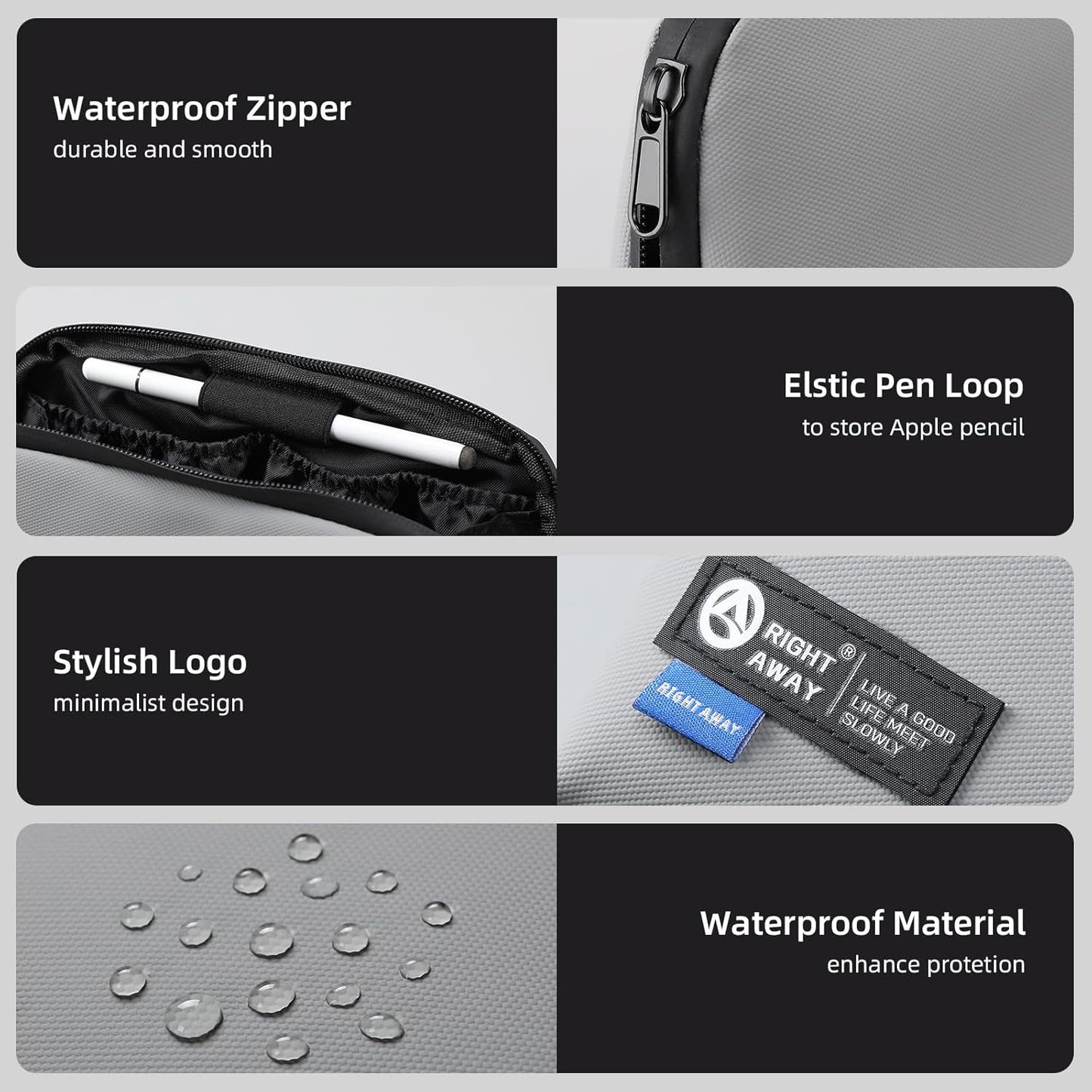 RIGHT AWAY Electronic Organizer,Waterproof Travel Accessories Storage, Tech Pouch for Cord, Power bank, Airpods, Daily Items