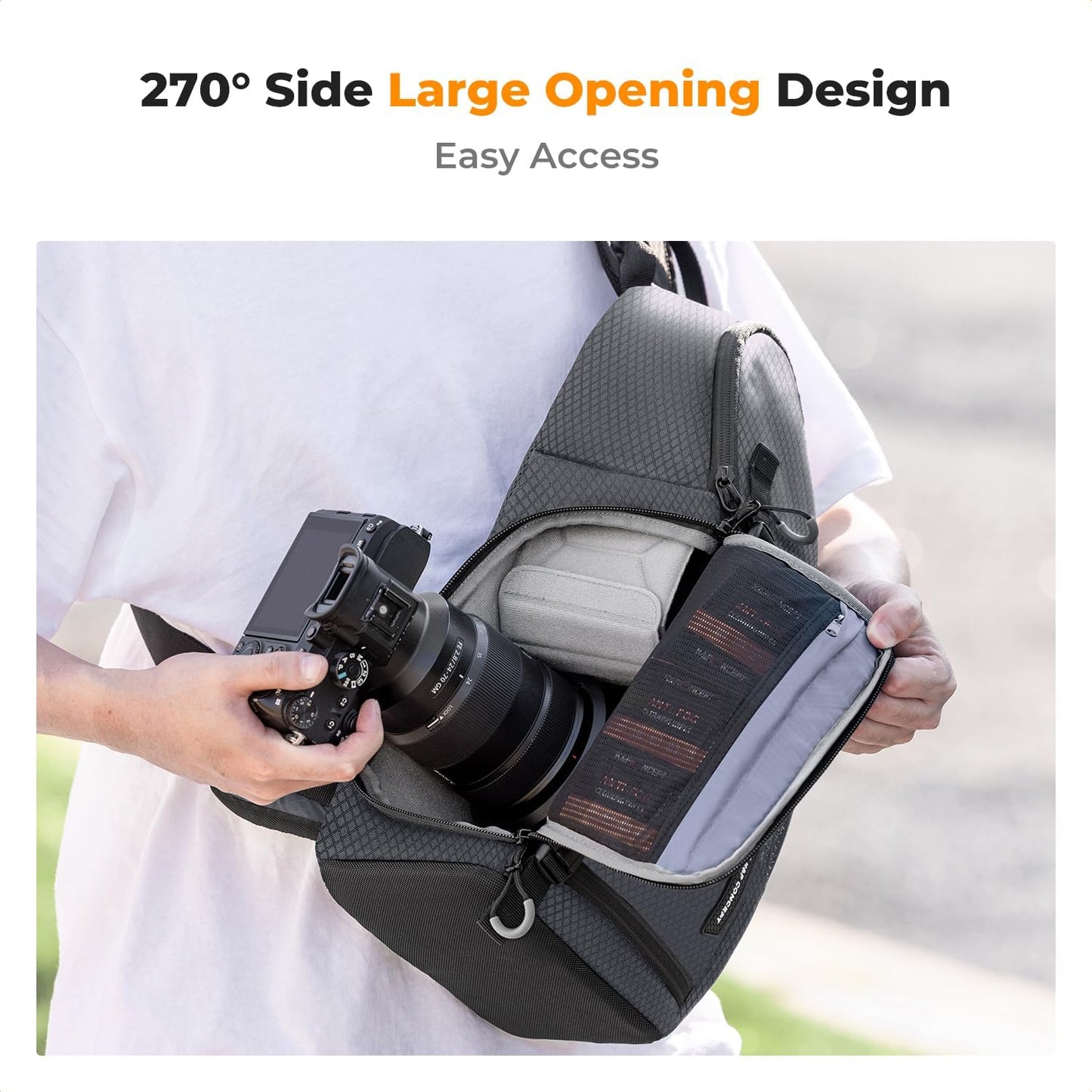 K&F CONCEPT Camera Sling Bag Crossbody Bag Camera Shoulder Backpack DSLR/SLR/Mirrorless Photography Bags Compatible with Canon/Nikon/Sony/Fuji/Gopro/DJI