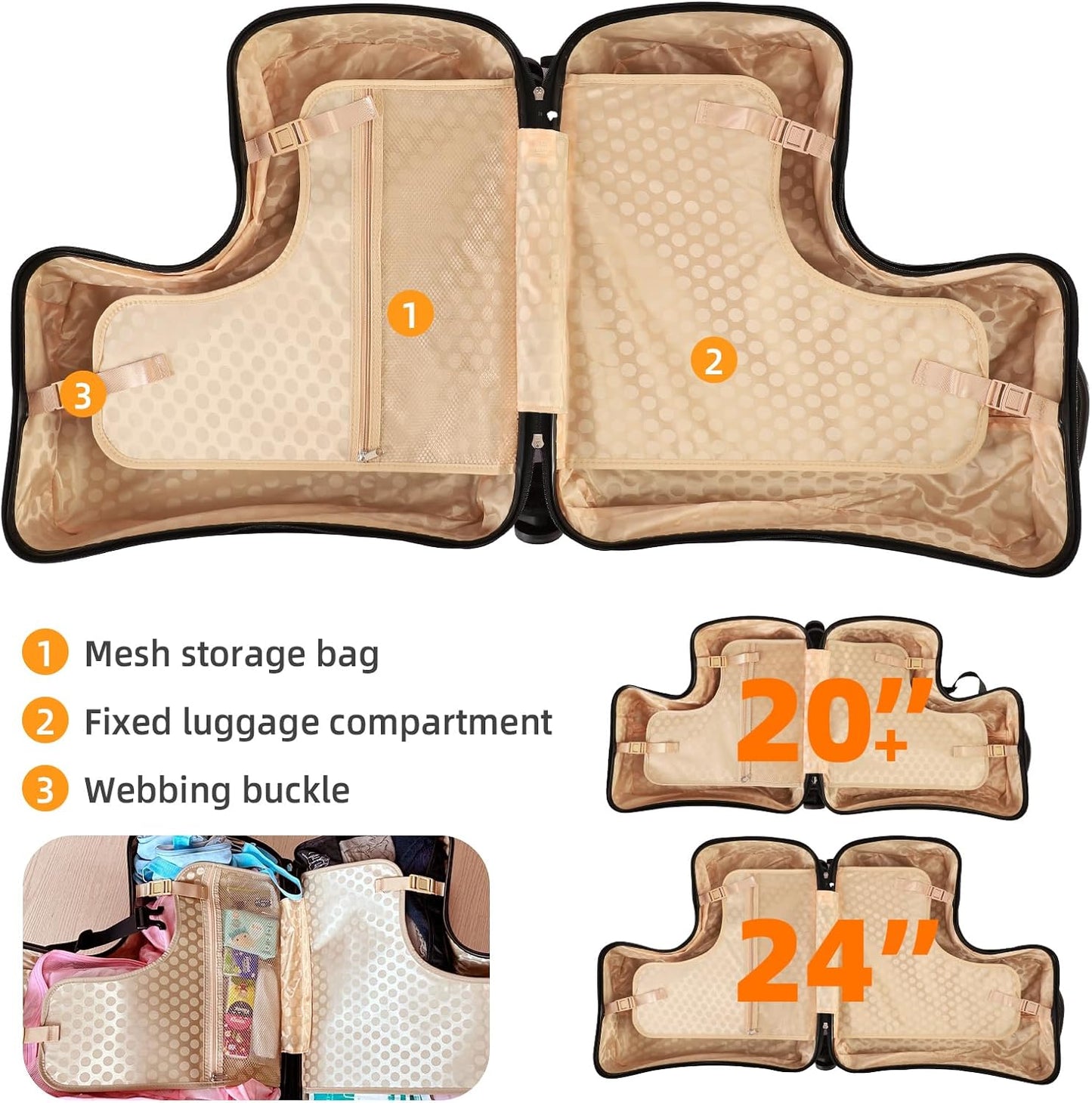 AO WEI LA OW Duffel Bag for Kids Ride-On Suitcase Carry-On Luggage with Wheels (Fuchsia, 24 Inch(suggest 6-12 years old))