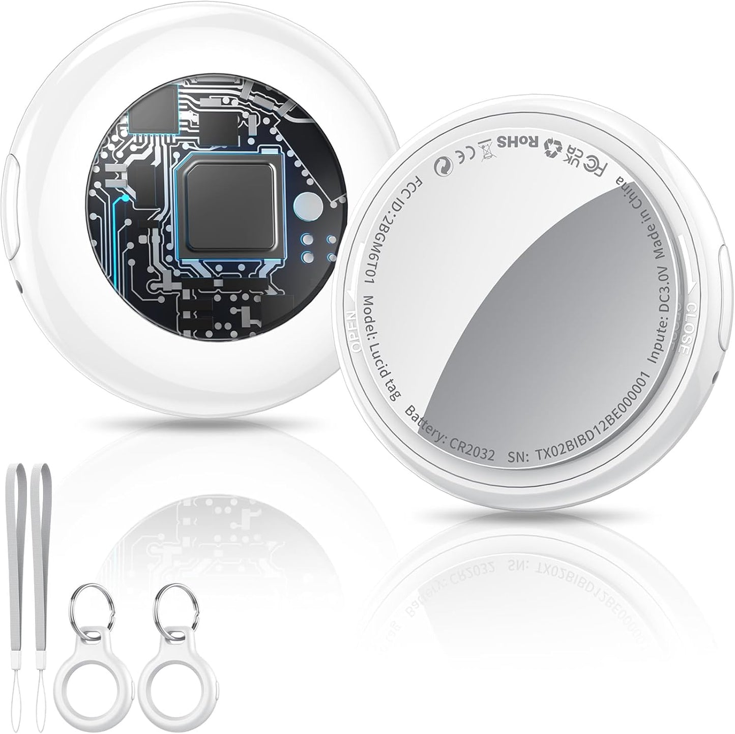 2025 New [Apple MFi Certified] (iOS Only) Air Tracker Tags-2 Pack, Bluetooth Tracker for Apple Find My, Replaceable Battery, Key Finder and Item Locator Smart Tag for Keys, Bags, Luggage, Pets, White