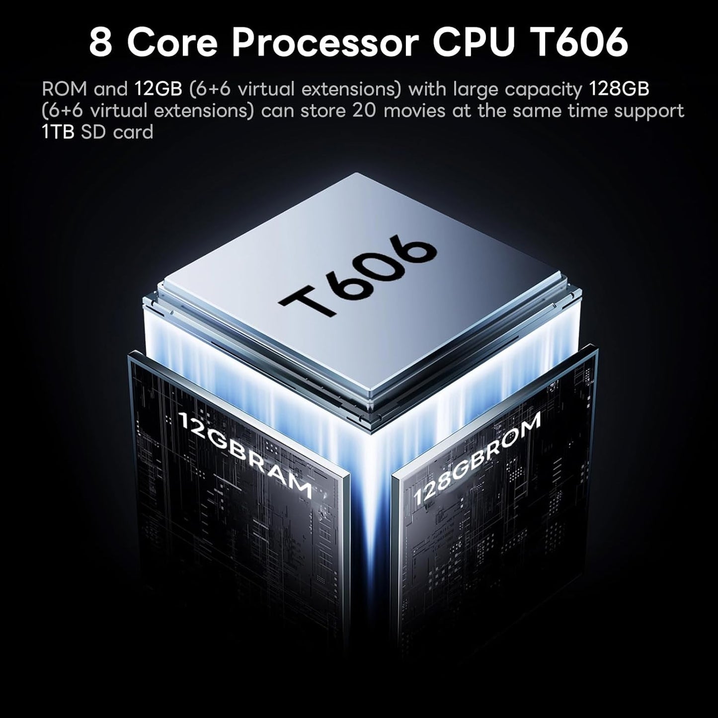 11" Tablet, Android 14 with Octa-core Processor, 12GB+128GB, 1TB Expandtion, 8000mAh Battery, IPS Large Display, BT5.0, 2.4G/5GHz WiFi Tablets (Black)