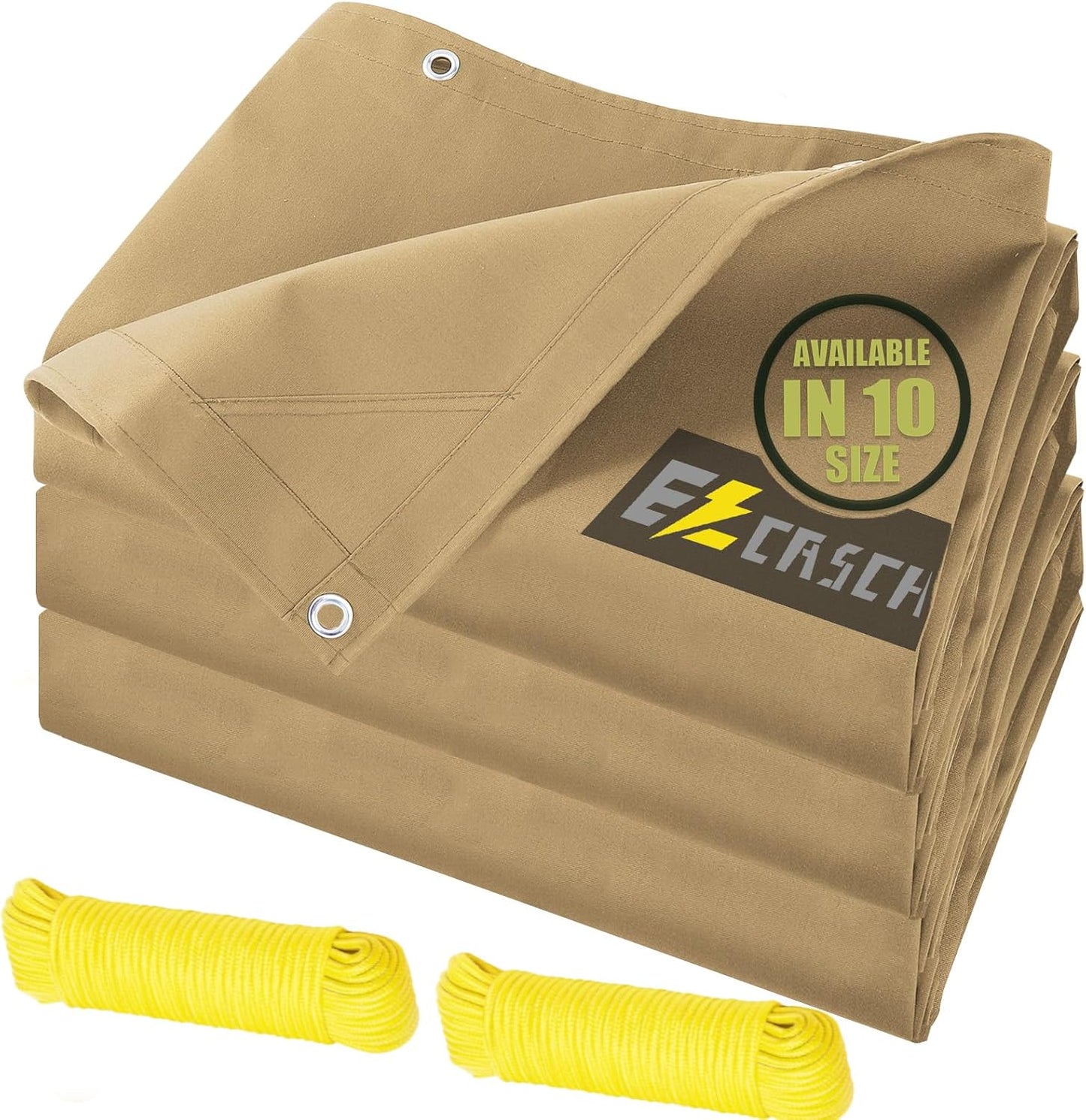 20’x20’ Canvas Tarp Heavy Duty Water Resistant Tarpaulins with Aluminum Grommets,UV Resistant, 22Mil Multipurpose Drop Cloth, 14oz Cover Sheet for Outdoor and Indoor Use with Ropes Yellow
