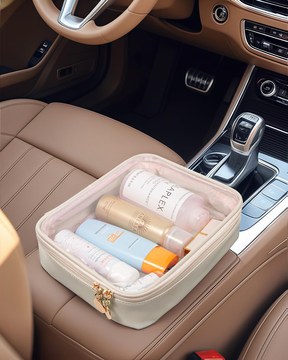 KOTORA TSA Approved Toiletry Bag with Mini Clear Makeup Bag PVC Cosmetic Bags for Women and Men, Carry on Airport Airline Compliant Bag Car Accessories for Women Her (1B White)