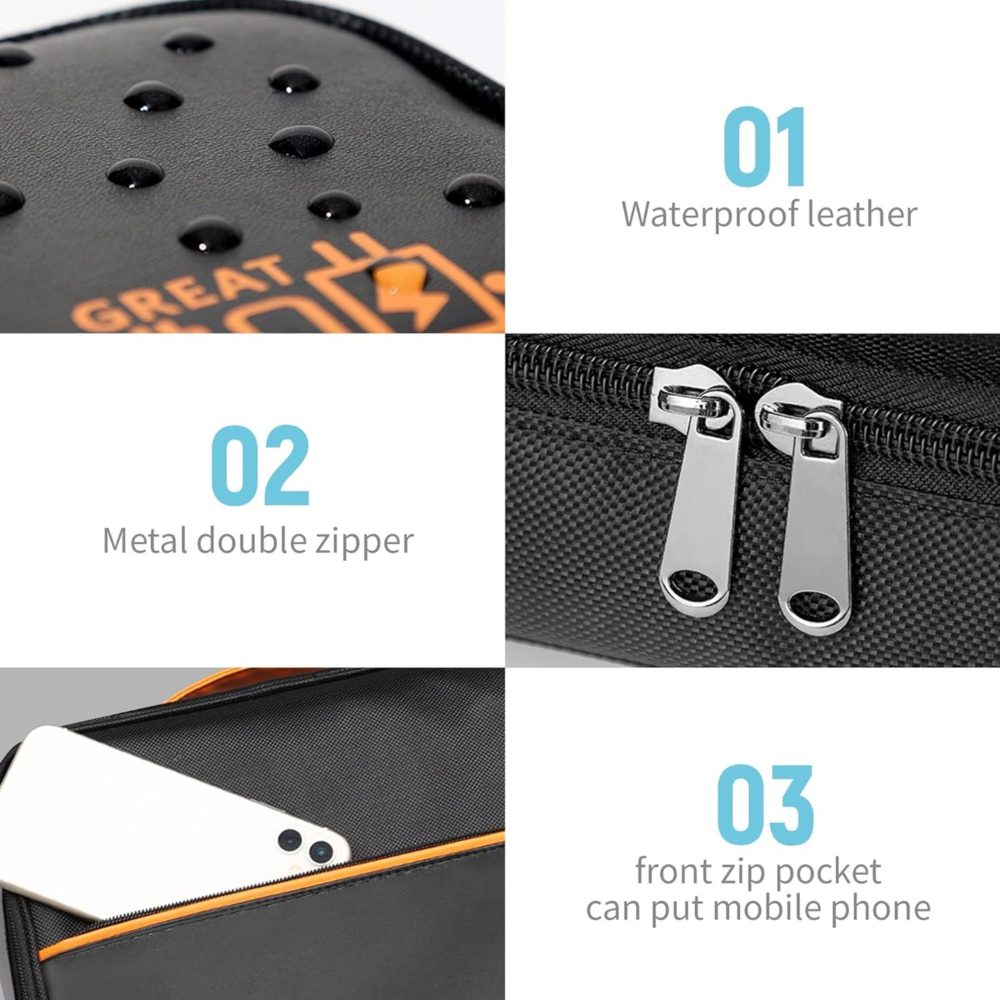 Electronics Travel Organizer, Large Double Layer Portable Waterproof Travel Organizer Bag for Charging Cable Storage, Ipad, Power Bank, Business and School ,5pcs Cable Ties-Black