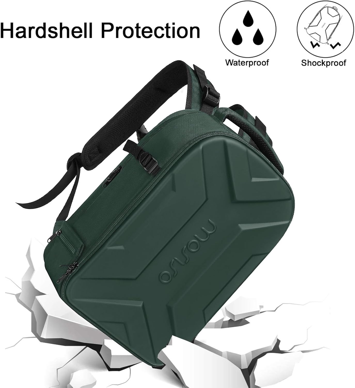 MOSISO Camera Backpack, DSLR/SLR/Mirrorless Photography Camera Bag Waterproof Artistic Geometric Hardshell Case with Tripod Holder&15-16 inch Laptop Compartment for Canon/Nikon/Sony, Emerald Green