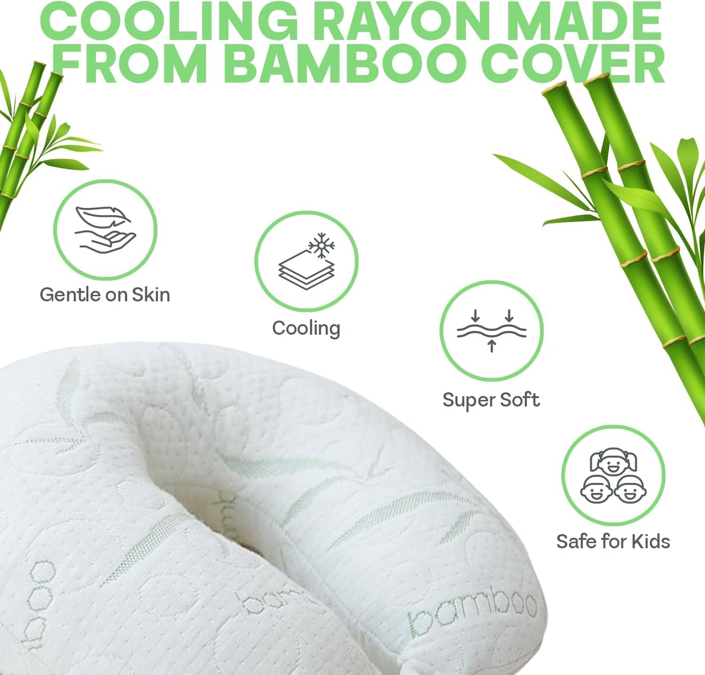 Sacred Thread White Rayon Derived from Bamboo Neck Pillow, Travel Pillows for Airplanes, Best Rated Travel Pillows with Cooling Memory Foam, Neck Pillows for Sleeping Travel, Airplane Headrest Pillow