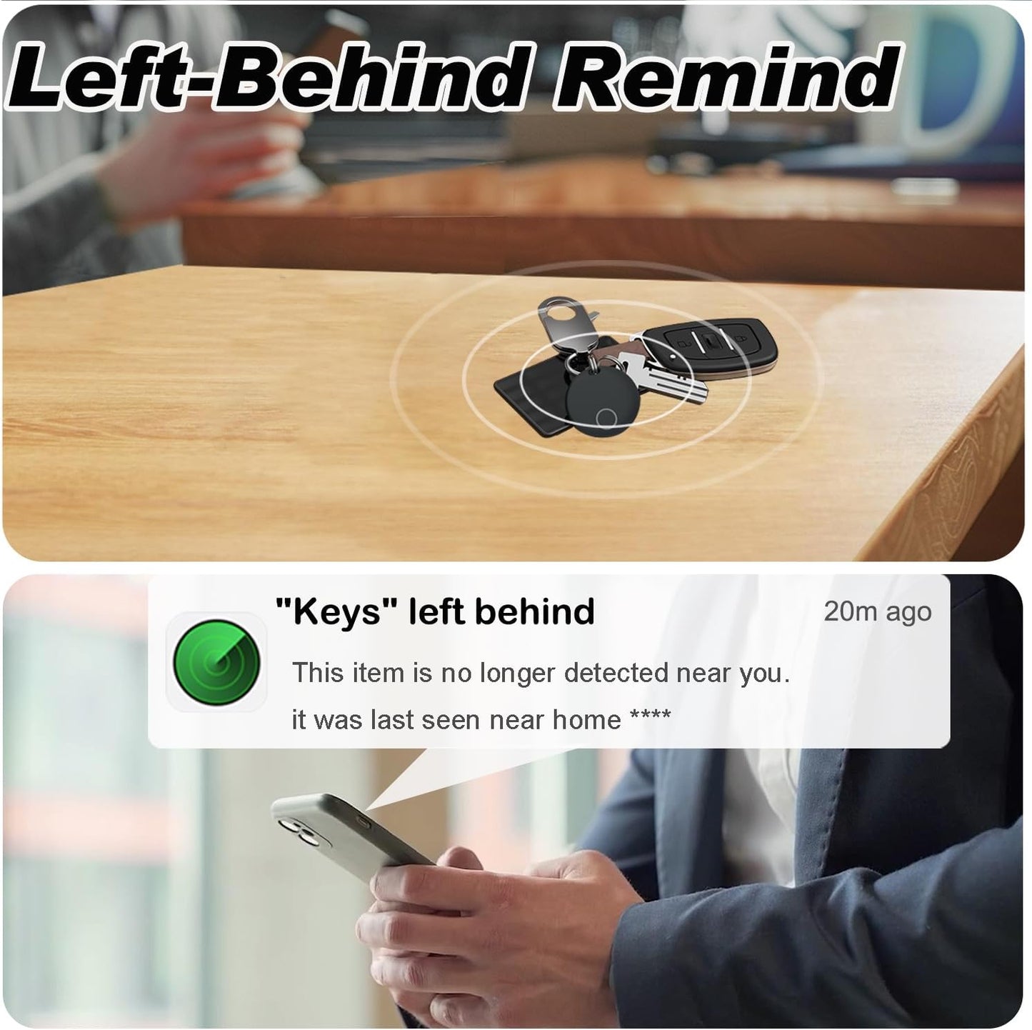 Key Finders, Luggage Tracker Tag Works with Find My (iOS only), Item Locator for Keys, Wallet, Suitcase,Bicycle and More, Replaceable Battery, IP67 Waterproof, Black, 1 PACK
