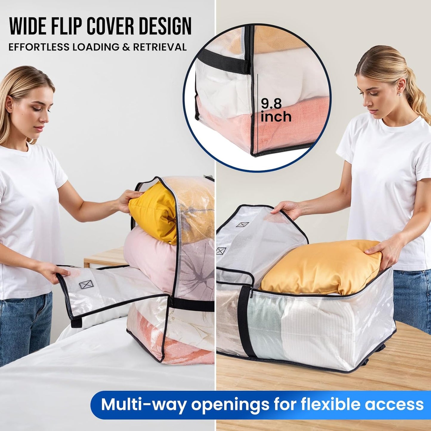 TAILI 2 Pack Clear Moving Bags w/Adjustable Backpack Straps, Moving Supplies, Moving Boxes Alternative, Heavy Duty Storage Totes for College Packing, Camping Backpack for Travel, Dorm, Laundry