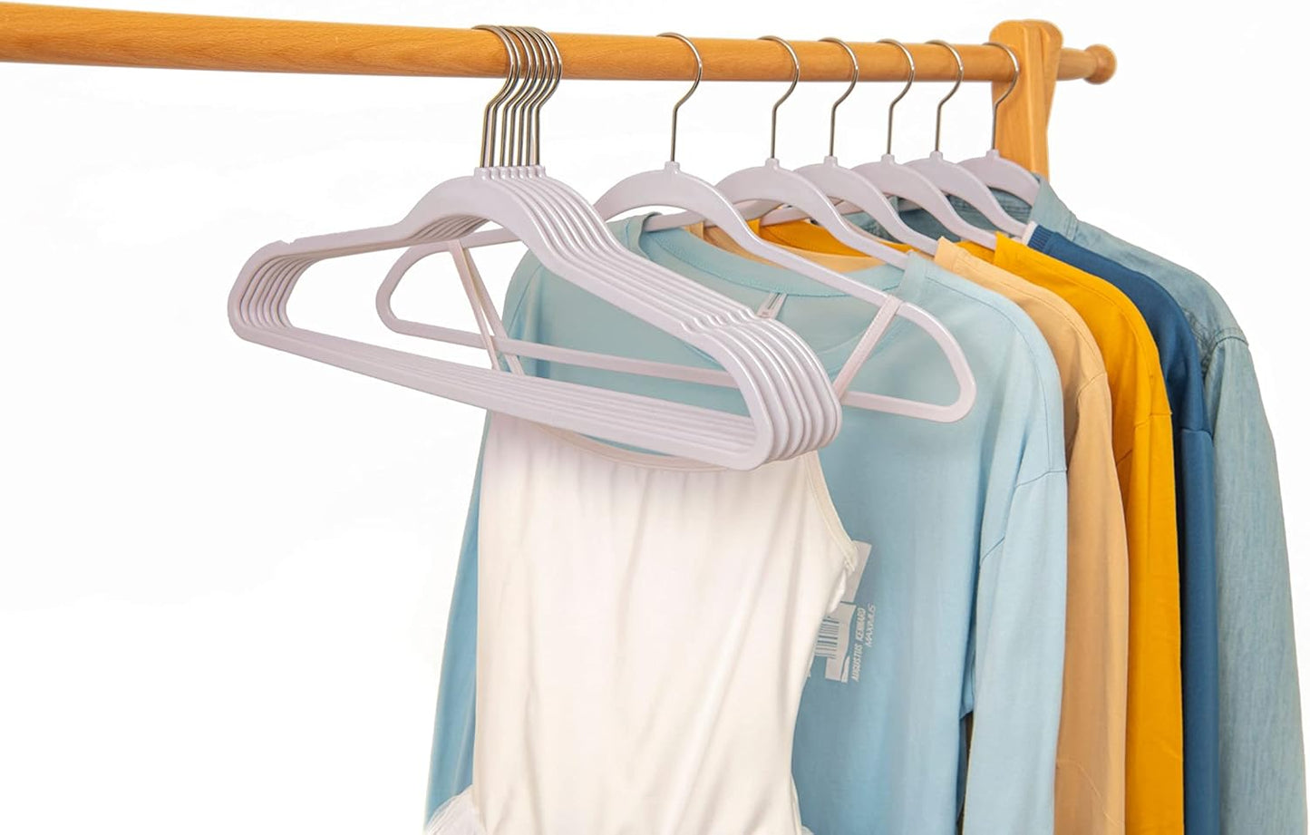 Quality Hangers 160 Pack Non-Velvet Plastic Hangers for Clothes - Heavy Duty Coat Hanger Set - Space-Saving Closet Hangers with Chrome Swivel Hook, Functional Non-Flocked Hangers - Cream White