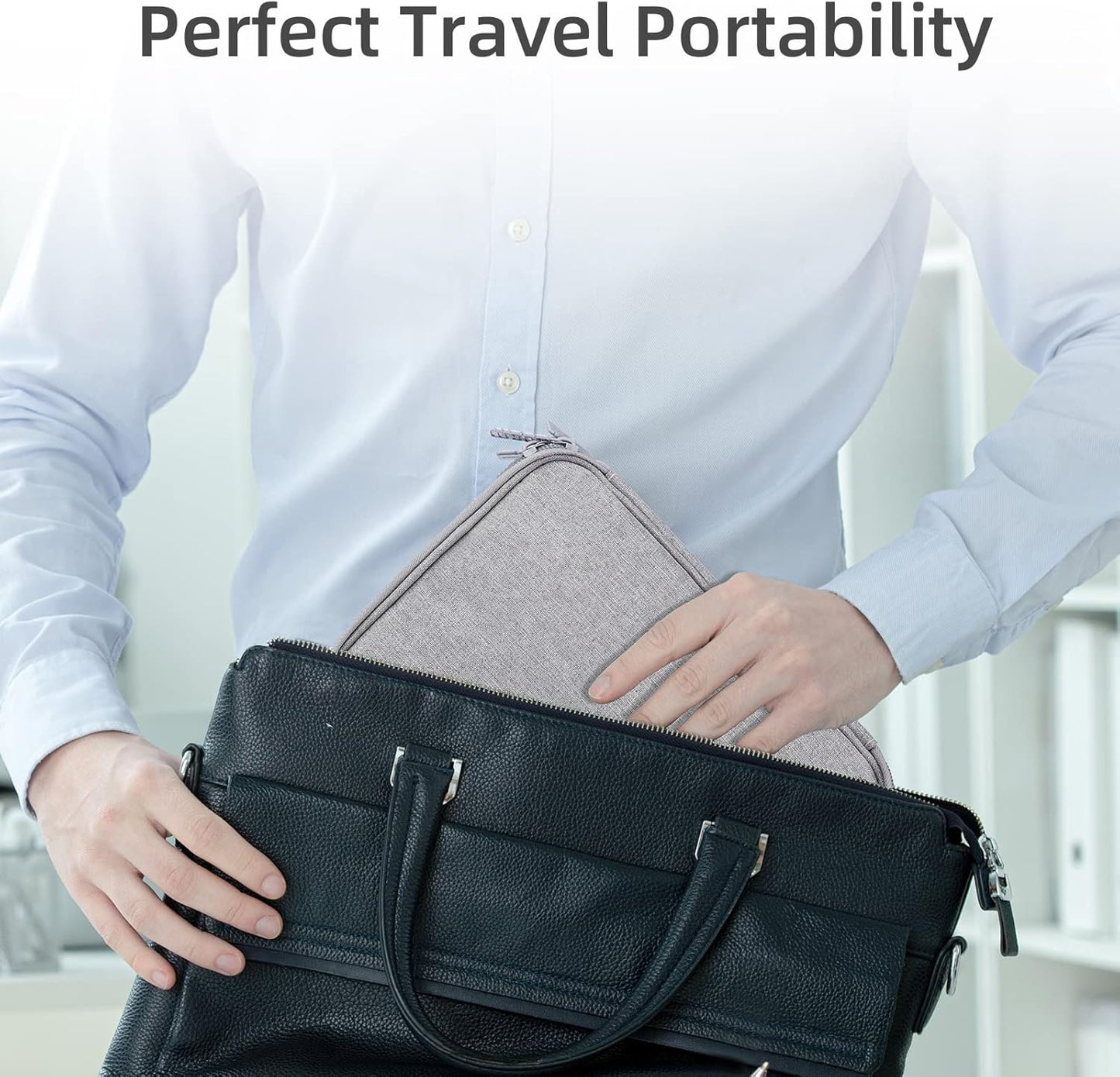 Electronics Organizer Travel Case Cord Cable Charger Organizer Bag Travel Accessories Essentials for Women Men Double Layers Tech Pouch with 5 Cable Ties for Phone Power Bank SD Card USB, Grey