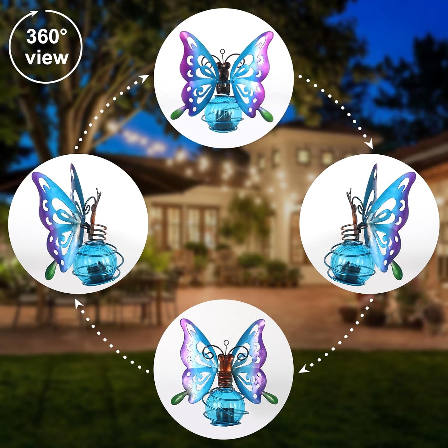 2 Pack Butterfly Solar Outdoor Hanging Lantern Creative Small Sculpture Lights Durable Waterproof Lamp Suitable for Festivals Garden Decor Birthday Gifts for Grandma Mom Women Girl