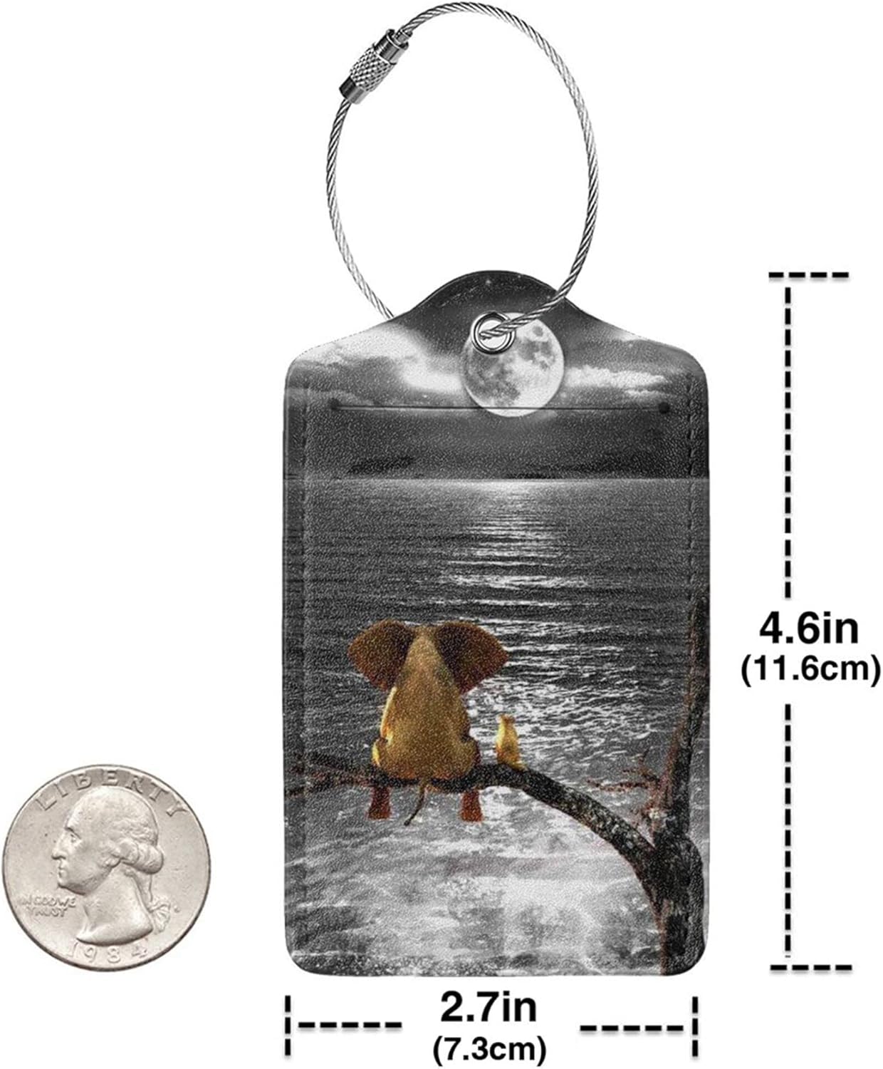 2 Pack Luggage Tags for Suitcase, Elephant and Dog PU Leather Travel Luggage Tag with Privacy Flap, Name ID Label and Metal Loop for Women Men Suitcase Baggage Bag Backpack