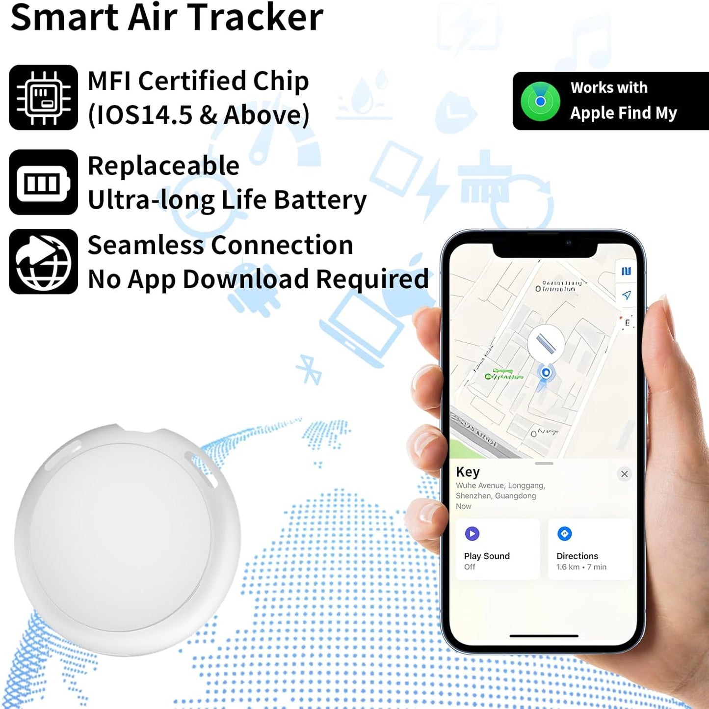 No Subscription Mini GPS Tracker for Vehicles Work with Find My(iOS Only)Magnetic Case Real Time Air Tracker Tag Hidden Car Location Tracking Device Global Coverage No Monthly Fee or SIM Card Required