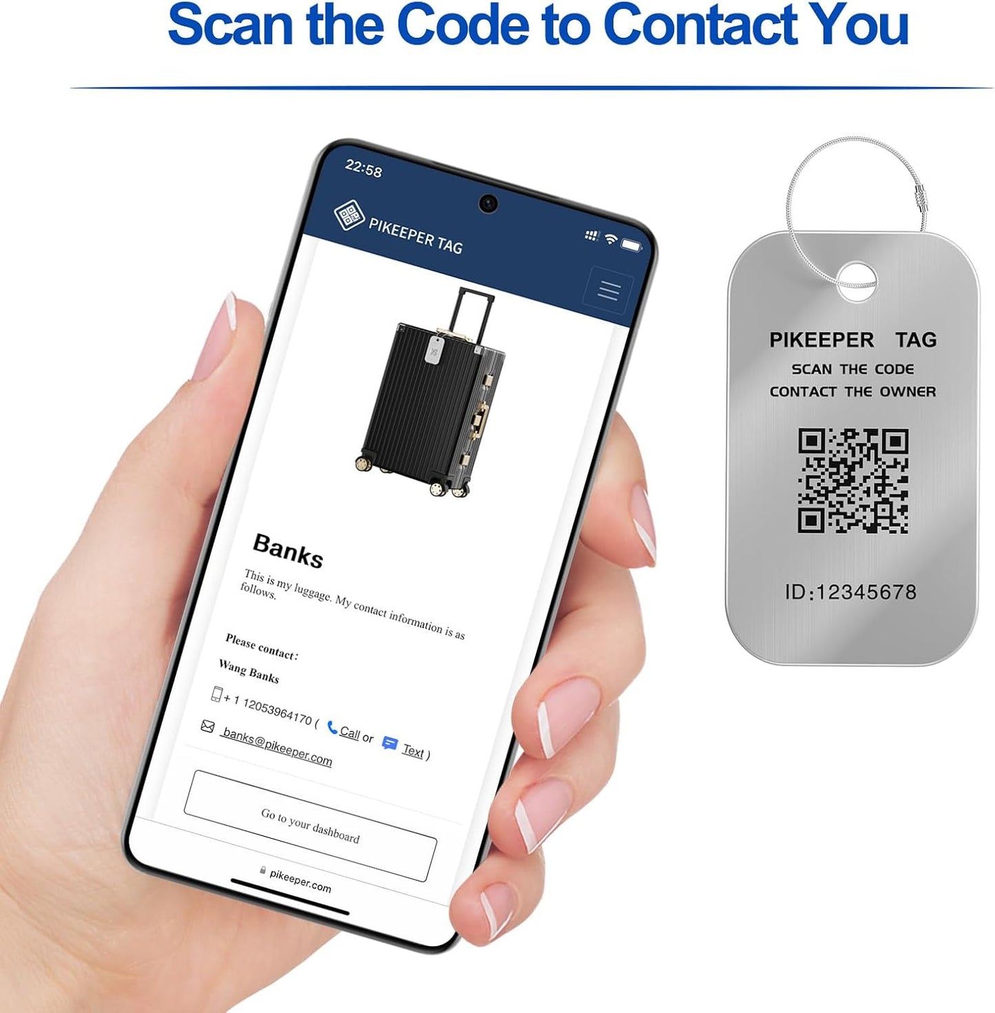 Smart Luggage Tags for Suitcases - Waterproof QR Code Bag Tags with Location Notification When Scanned, Self-Modifiable Info, Durable & Personalized Backpack Travel ID Tags