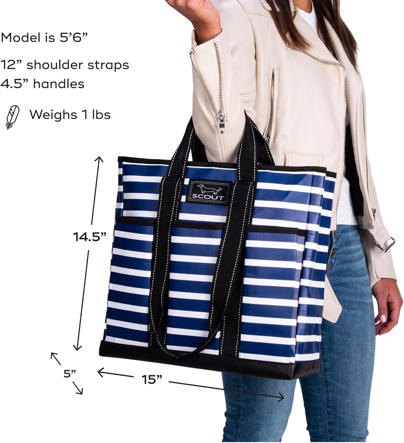 SCOUT Rocket Pocket Tote - Multi-Pocket Travel, Nurse, Teacher, Mom Tote, 7 Pockets Total, Two Sets of Straps, Folds Flat