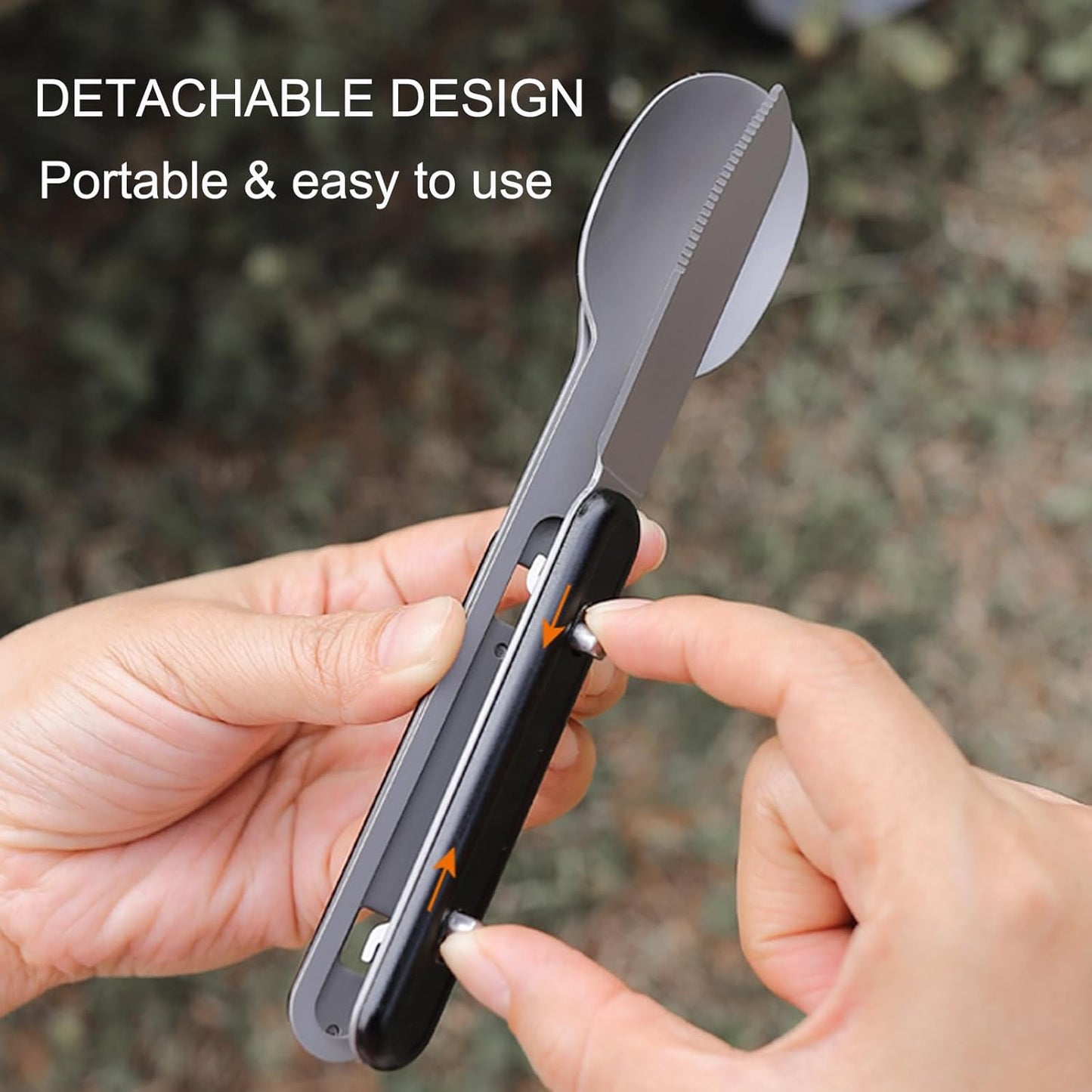 3-in-1 Camping Utensils, Portable Stainless Steel Spoon, Fork and Knife Combo Set for Outdoor Camping Hiking Picnic Travel