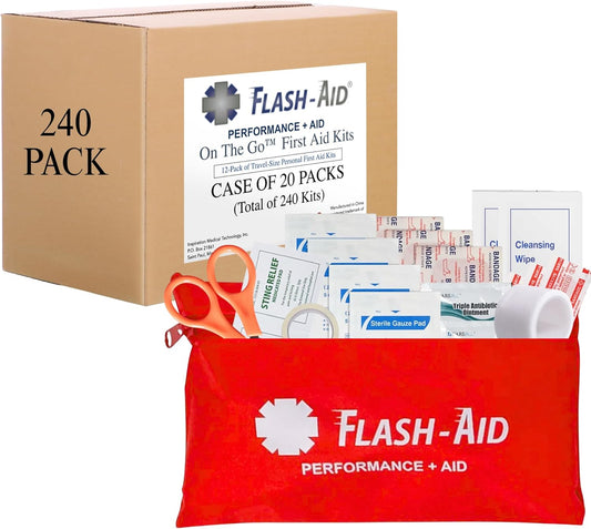 Bulk 240-Pack Mini First Aid Kits – Compact Travel IFAKs in Reusable Pouches – First Aid Supplies for Emergency Preparedness, Events, Corporate Safety, Classrooms, Schools, and Outreach Programs