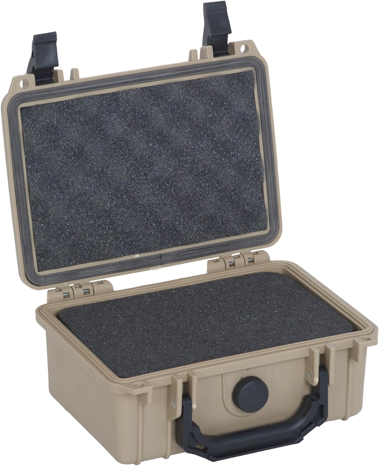 MEIJIA IP67 waterproof hard compact case,Customizable Fit Foam,8.12”x6.56”x 3.56”,Fit Use of Drones, Cameras,Equipments,lens (Desert Tan)