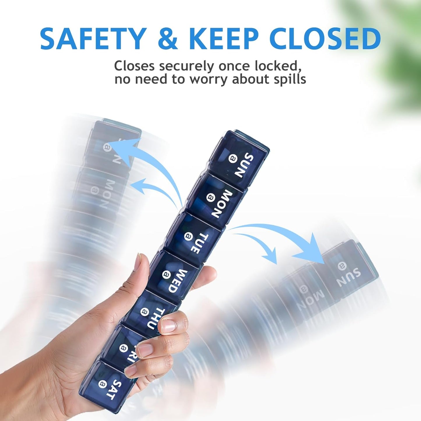 2-Pack Weekly Large Pill Organizer for Travel, 7 Day Pill Boxes and Organizer, Big Compartments Pill Case AM PM,14 Day XL Medication Organizer Dispenser for Fish Oils, Vitamin Holder Supplement