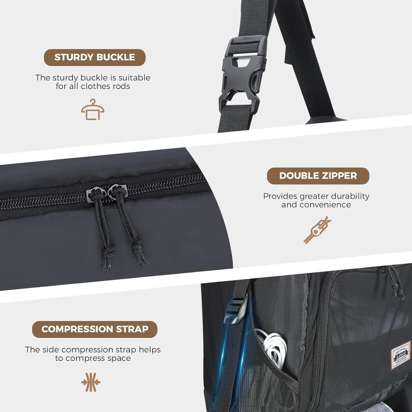 Hanging Packing Cubes for Travel – Portable Closet Organizer with Shoe Compartment, Compression Travel Shelves for 24–32 Inch Suitcases, Foldable Carry-On Packing System