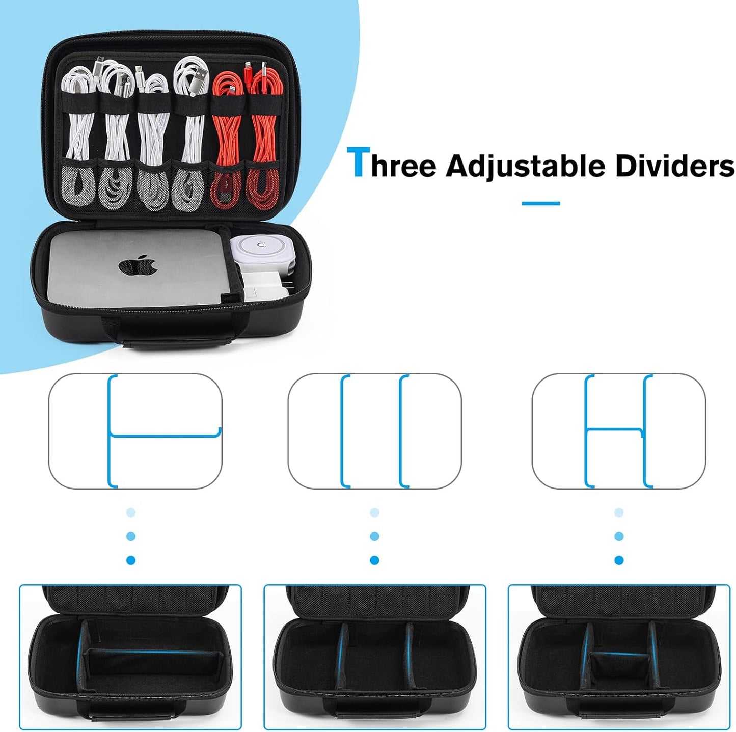 ProCase Hard Travel Electronic Organizer Case for MacBook Power Adapter Chargers Cables Power Bank Apple Magic Mouse Apple Pencil USB Flash Disk SD Card Small Portable Accessories Bag