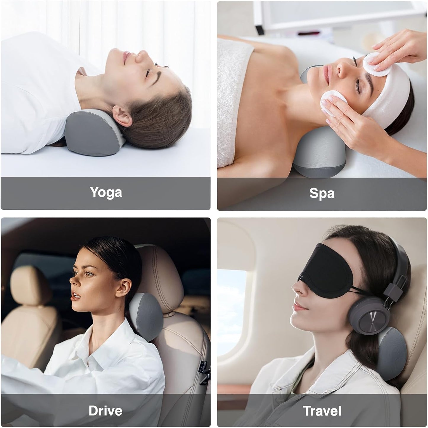 Neck Cervical Pillow Cervical Traction Device Lumbar Support Memory Foam Roll Pillow Muscle Relief Shoulder Pain Relaxer Grey